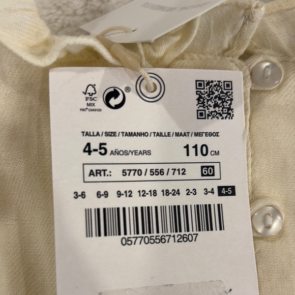 Zara Cream Smocked Sundress with Bishop Sleeves size 4-5 years - Picture 11 of 11